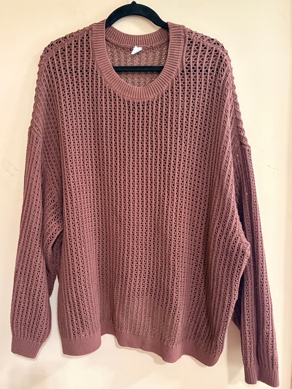 Old Navy Brown Cotton Open-Knit Crewneck Sweater 4X